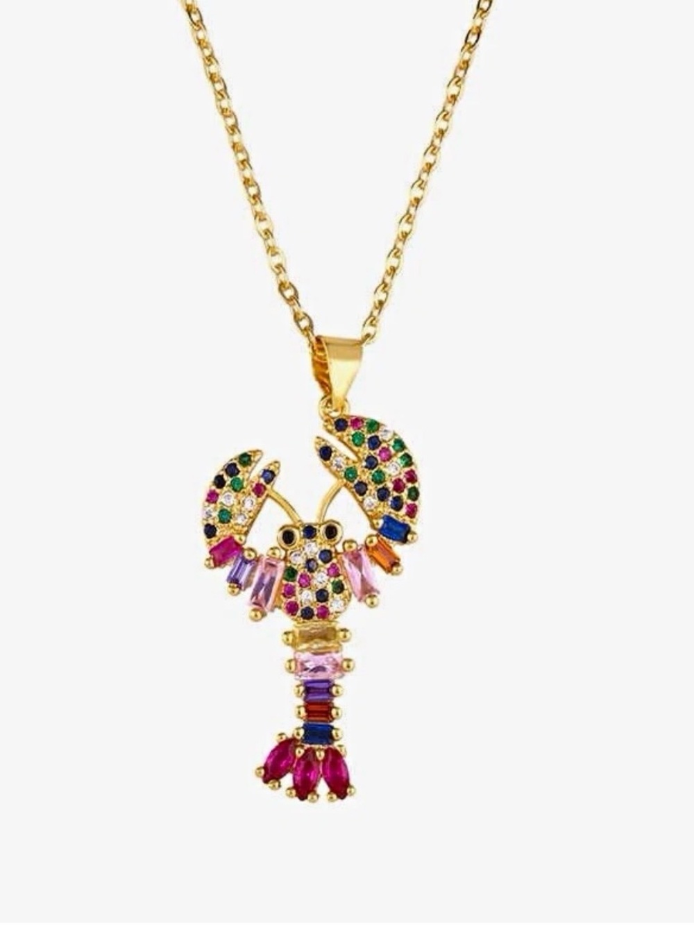 Gold-Tone Multicolor Lobster Pendant Necklace - Women